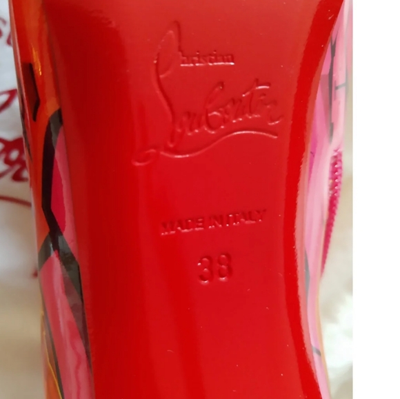 Nwt. Christian Louboutin stiletto graffiti multicolor,side zipper leather boot - Picture 7 of 8